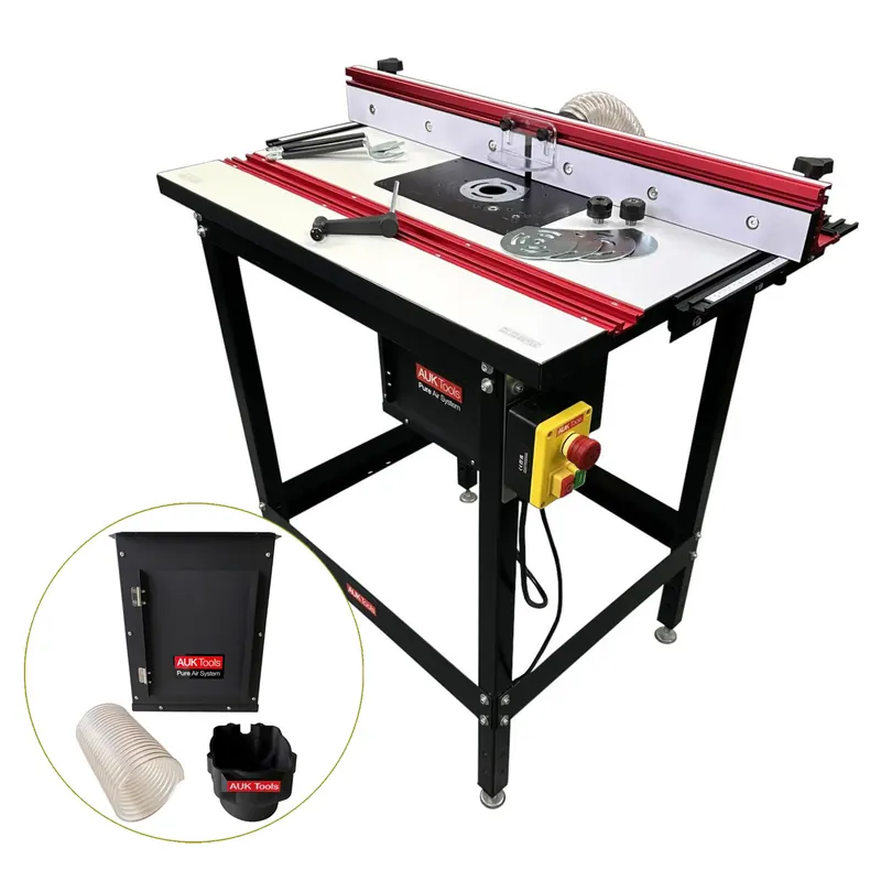 AUK Tools Professionele ACCU Lift Freestafel pakket compleet met 2400W Freesmotor & Pure Air System | Opruiming